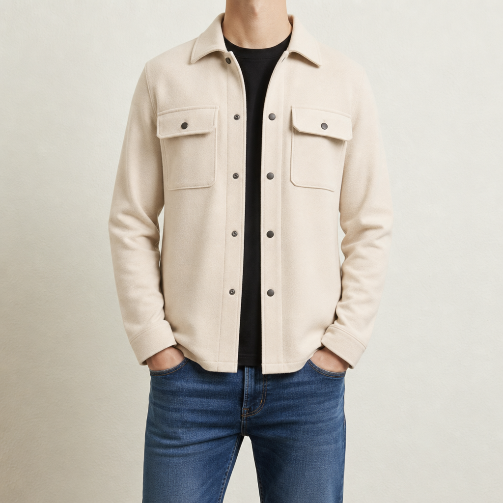 Men's Button-Up Jacket with Angel Design