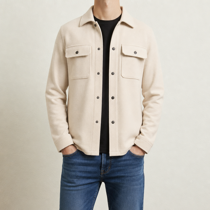 Men's Button-Up Jacket with Angel Design