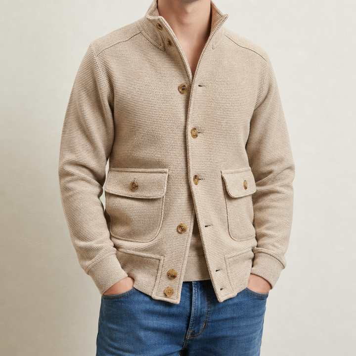 Men's Stand Collar Knit Jacket