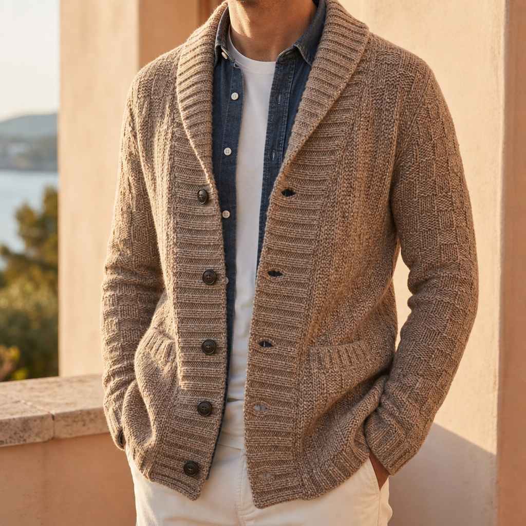 Men's Vintage Lapel Knit Cardigan