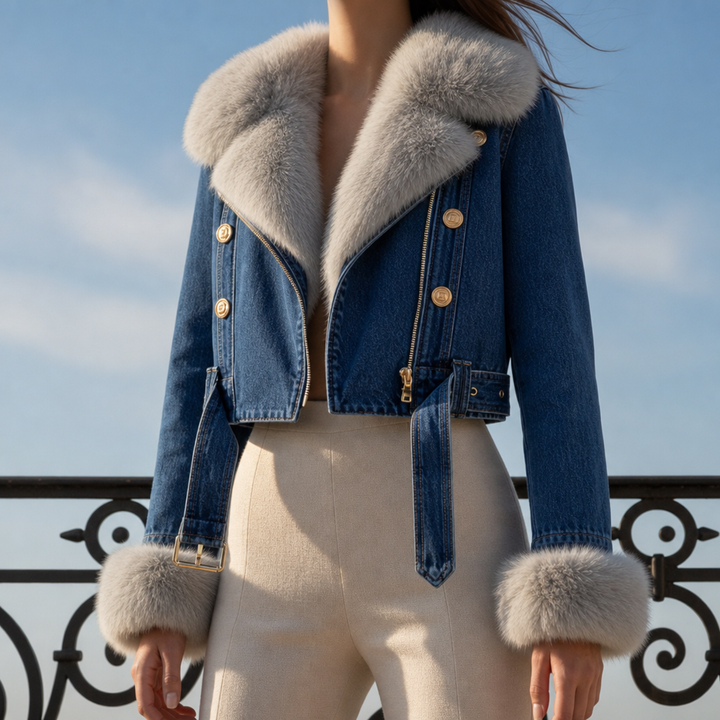 Women's Fur Trim Denim Jacket