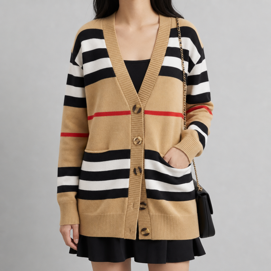 Women's Striped Knit Cardigan