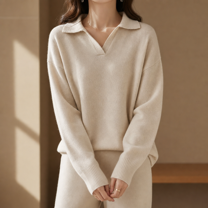 Women's Cashmere Polo Sweater Set
