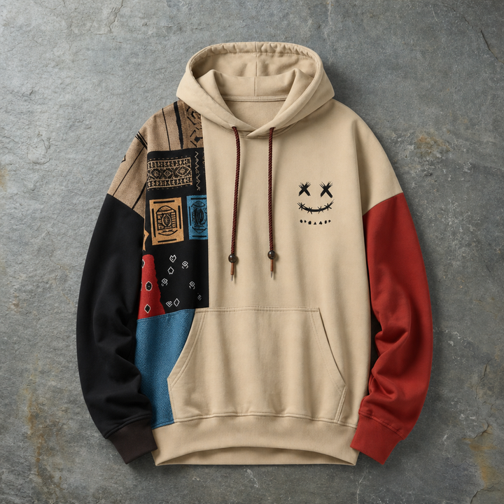 Men's Patchwork Contrast Hoodie