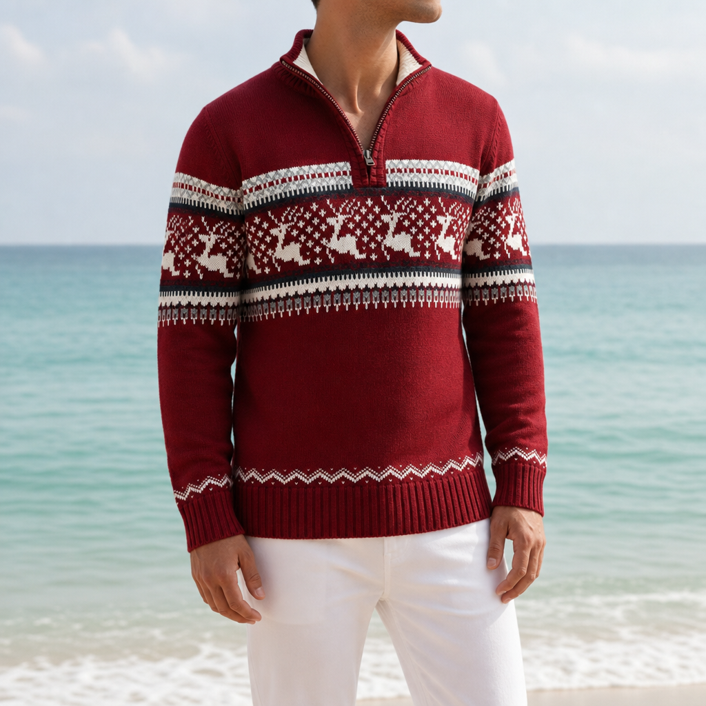 Men's Fair Isle Half-Zip Sweater