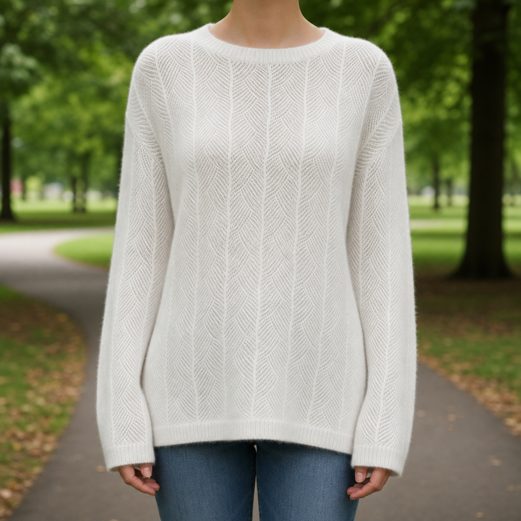 Women's Open Knit Crewneck Sweater