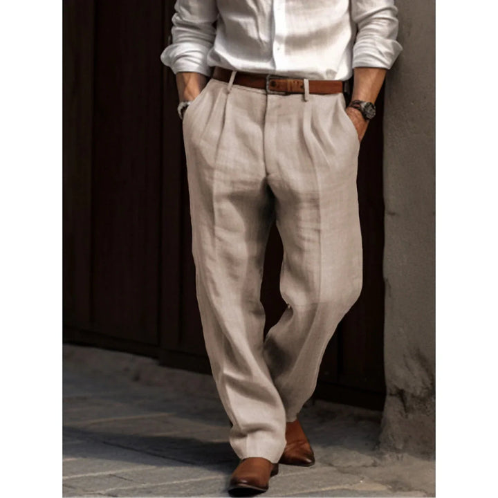 Men's Loose Fit Linen Trousers for Elegant Business Attire