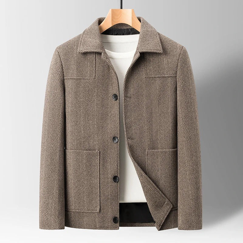 Men's Elegant Herringbone Pattern Jacket