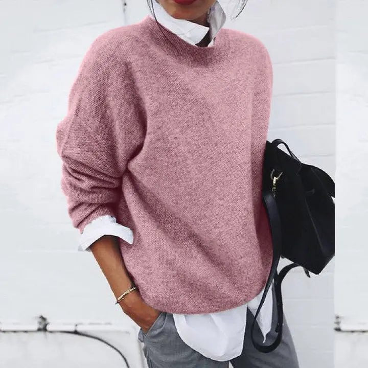 Women's Relaxed-Fit Crew-Neck Cashmere Blend Sweater
