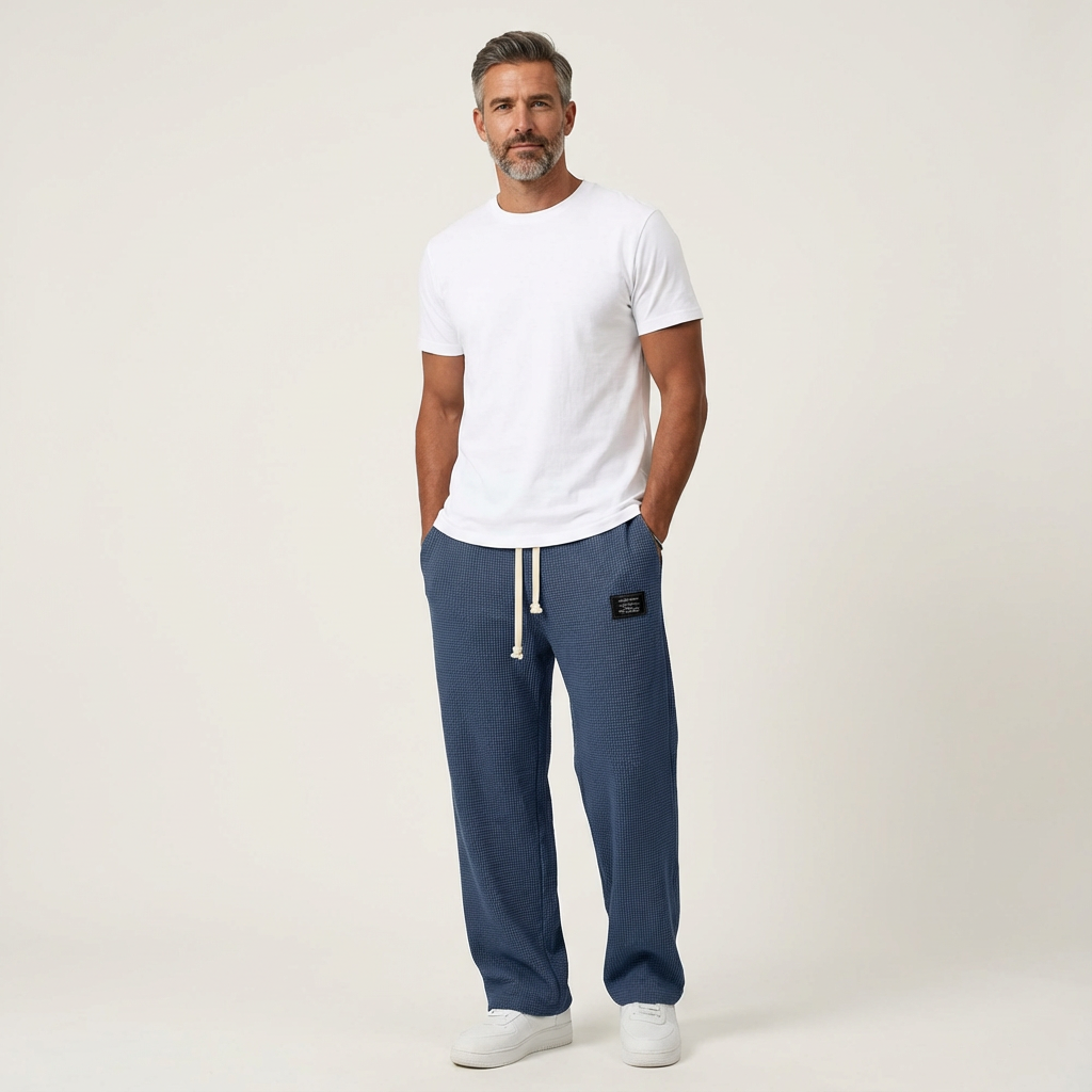 Men's Wide-Leg Adjustable Waist Casual Pants