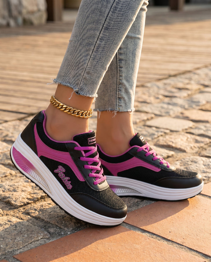 Rachel | Women's Glamorous Cushioned Lace-Up Sneakers