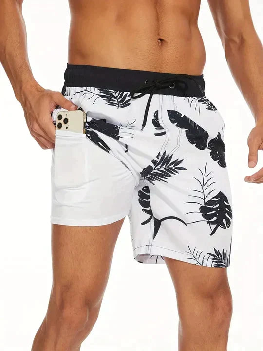 Men's Stylish Swim Shorts with Lining and Phone Pocket