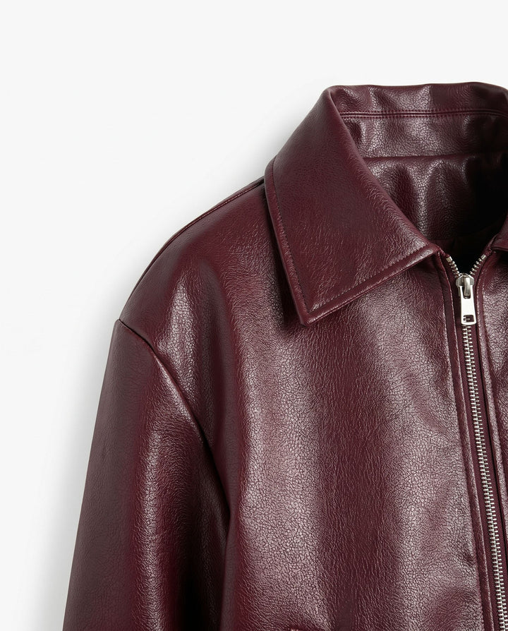 Women's Sophisticated Fitted Faux Leather Jacket for Casual Wear