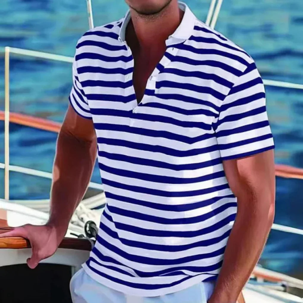 Men's Retro Striped Polo Shirt