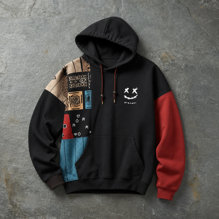 Men's Patchwork Contrast Hoodie