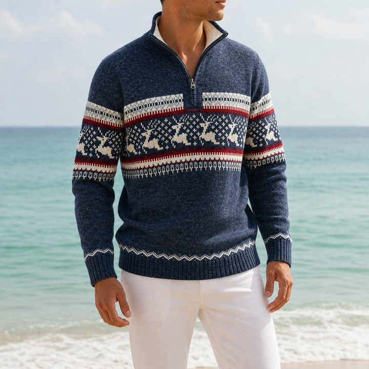 Men's Fair Isle Half-Zip Sweater