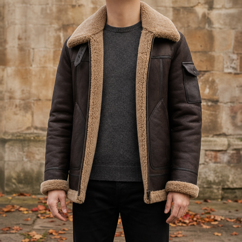 Men's Shearling Lined Leather Jacket