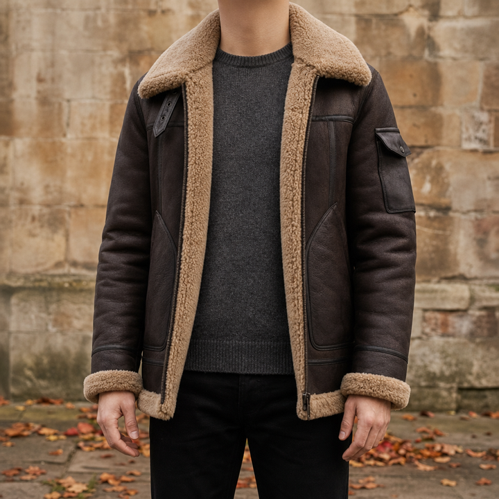 Men's Shearling Lined Leather Jacket