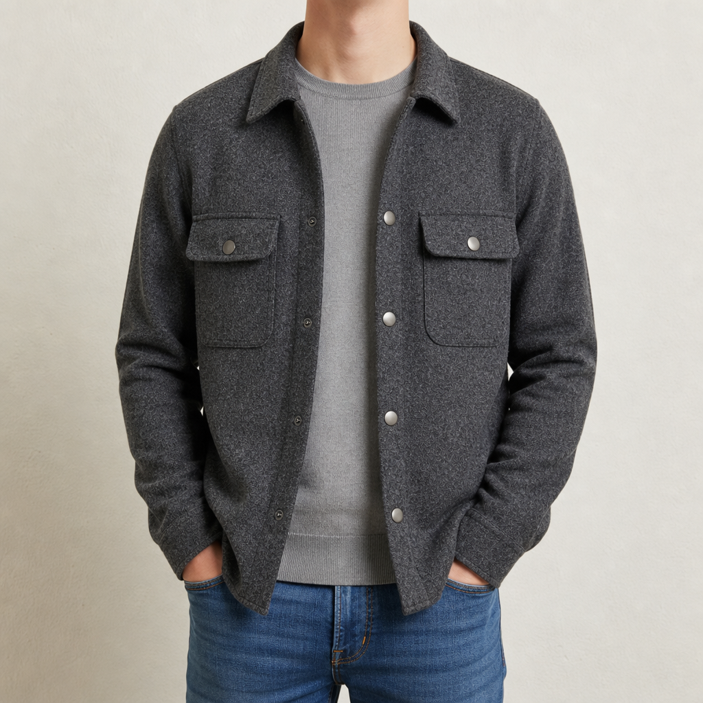 Men's Button-Up Jacket with Angel Design