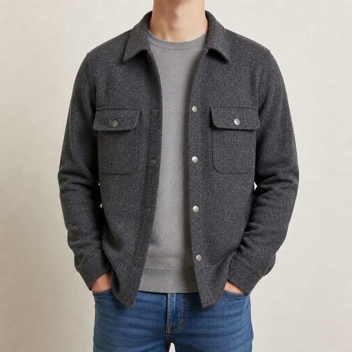 Men's Button-Up Jacket with Angel Design