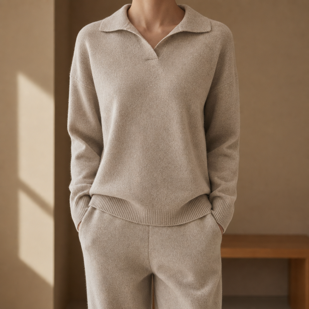 Women's Cashmere Polo Sweater Set