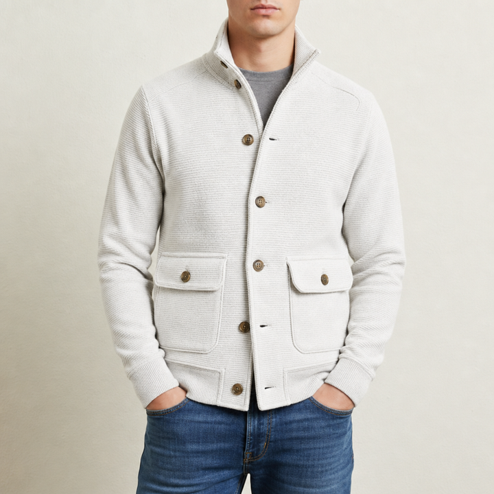Men's Stand Collar Knit Jacket