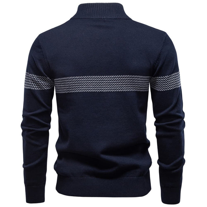 Men's Striped Half-Zip Knit Sweater