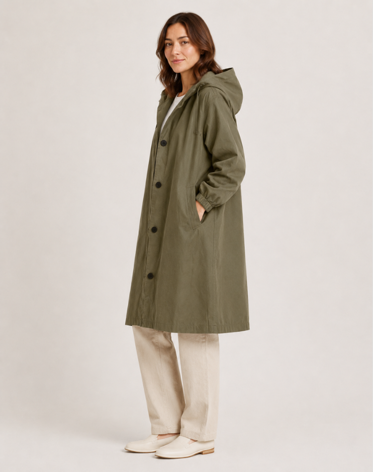 Women's Lightweight Hooded Trench Coat for Everyday Wear