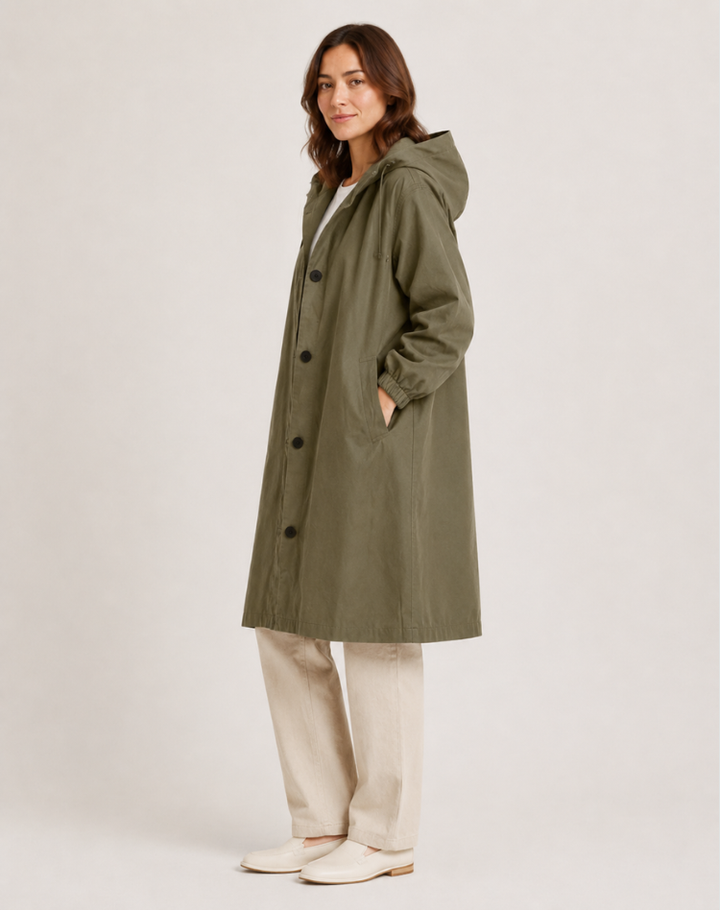 Women's Lightweight Hooded Trench Coat for Everyday Wear
