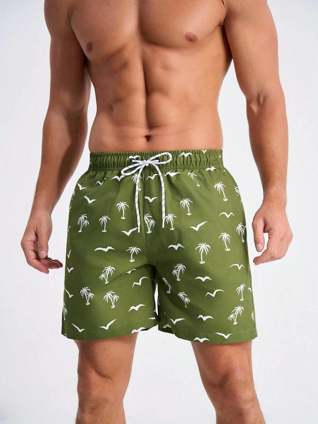 Men's Palm Print Bathing Shorts for Summer Style