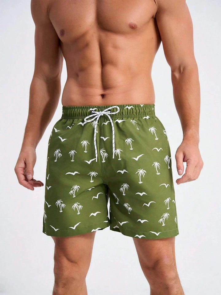 Men's Palm Print Bathing Shorts for Summer Style