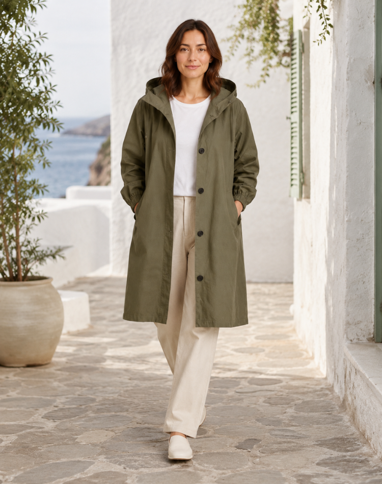 Women's Lightweight Hooded Trench Coat for Everyday Wear