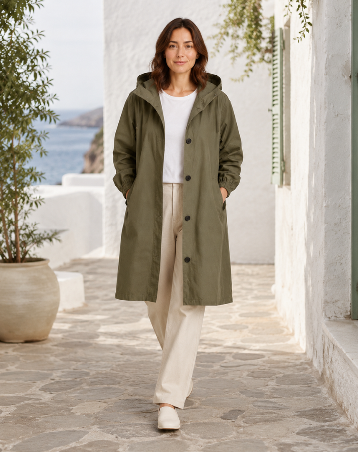Women's Lightweight Hooded Trench Coat for Everyday Wear