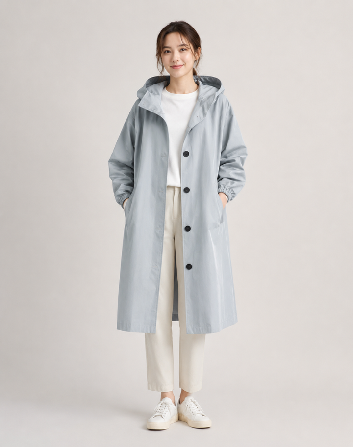 Women's Lightweight Hooded Trench Coat for Everyday Wear