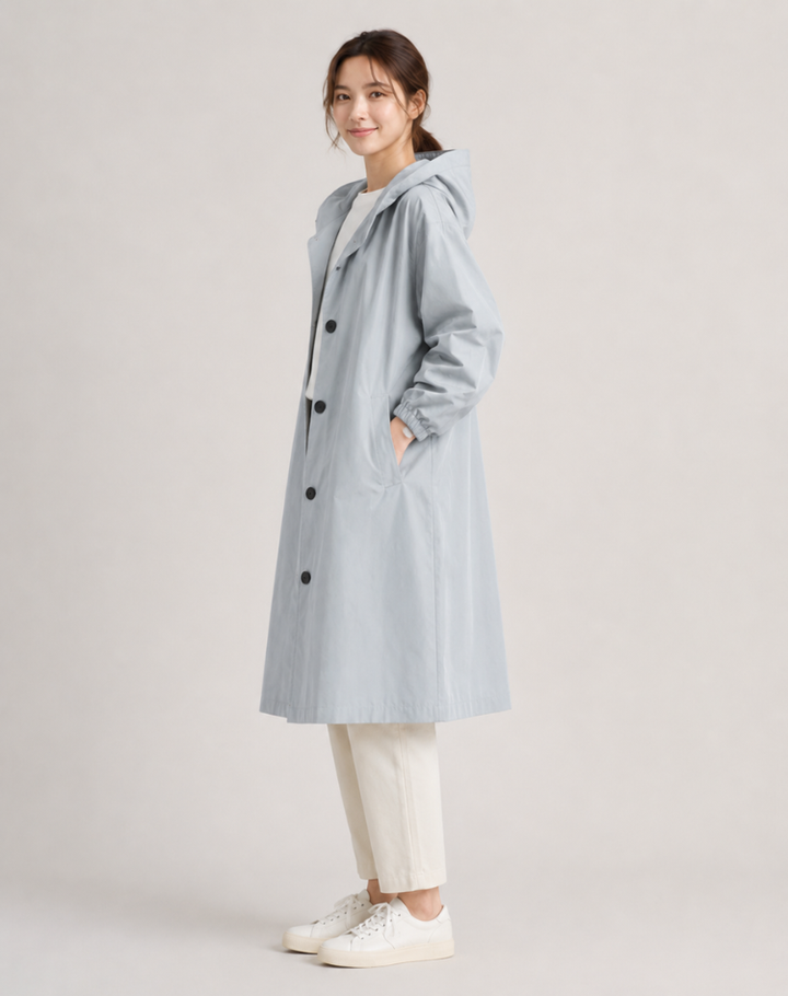 Women's Lightweight Hooded Trench Coat for Everyday Wear