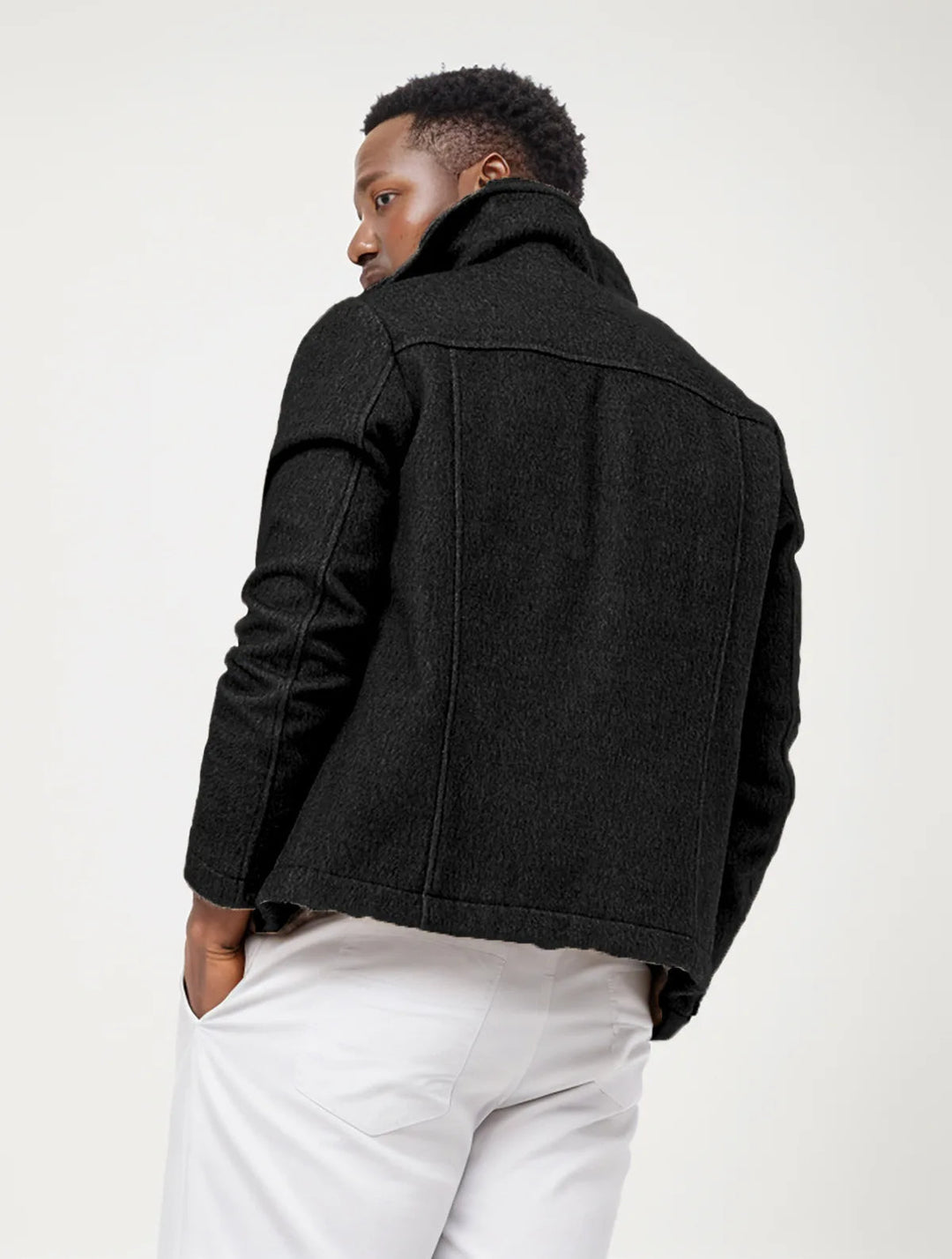Men's Classic Wool Jacket with Breast Pockets for Stylish Comfort