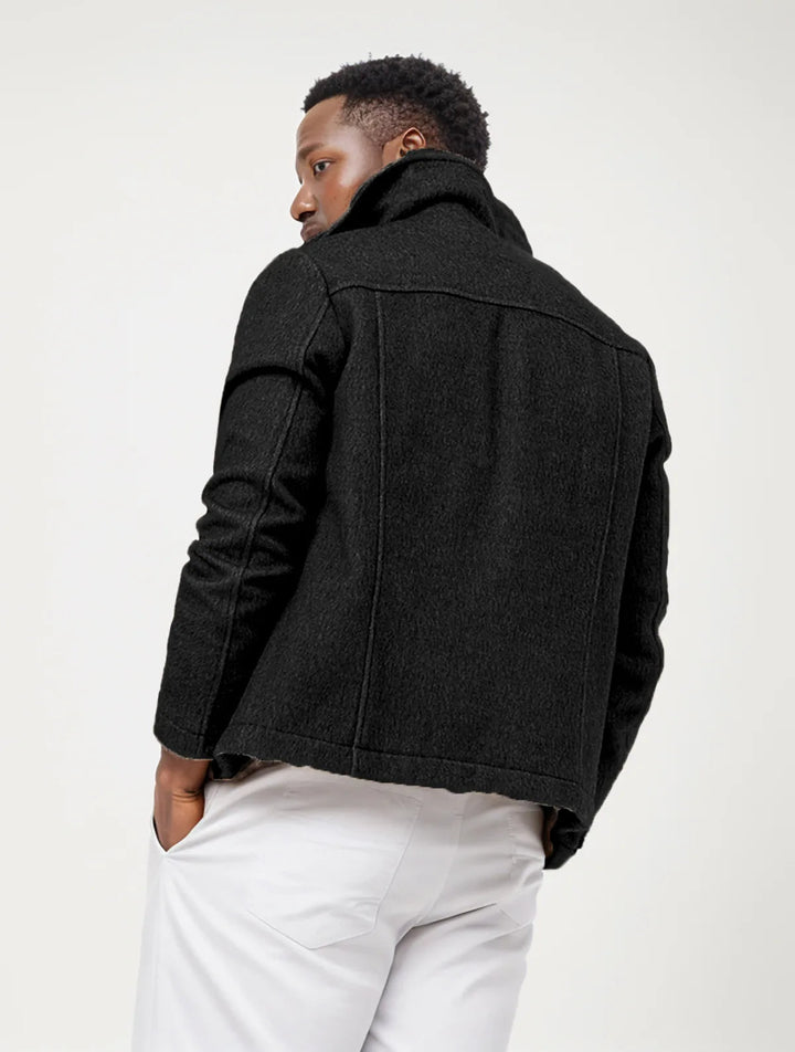 Men's Classic Wool Jacket with Breast Pockets for Stylish Comfort