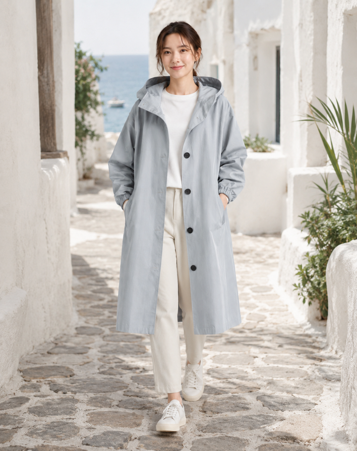 Women's Lightweight Hooded Trench Coat for Everyday Wear