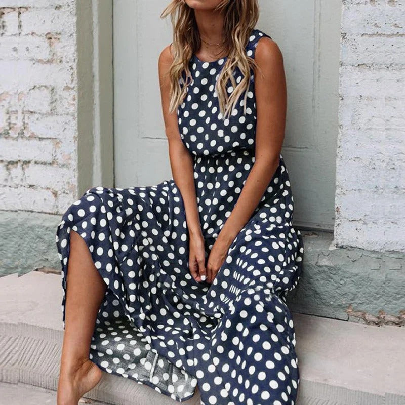 Women's Smart Dot Dress with Waist Detail