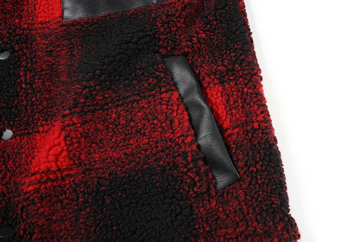 Men's Vintage Red Plaid Sherpa Jacket