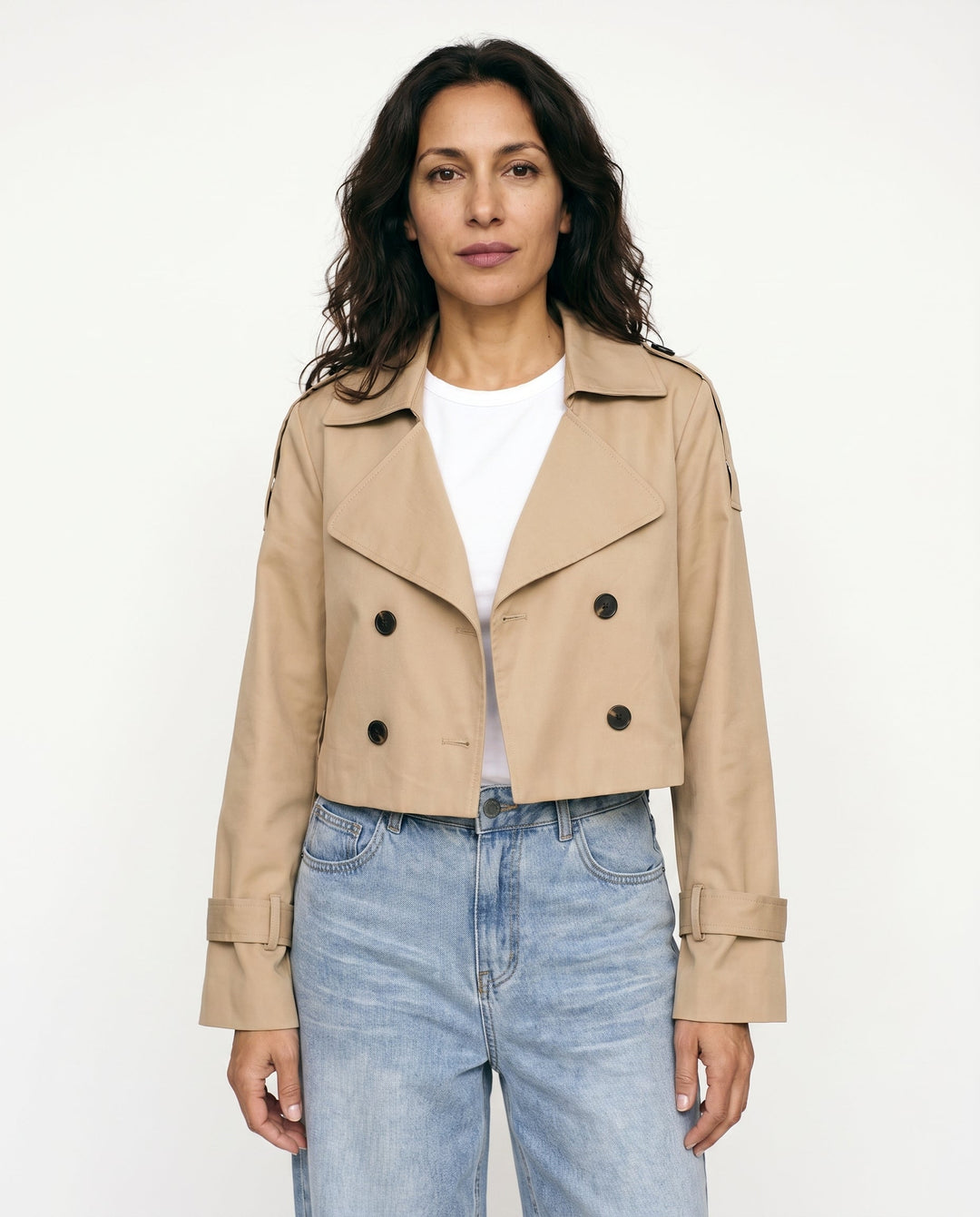 Women's Cropped Classic Trench Coat – Versatile Outerwear