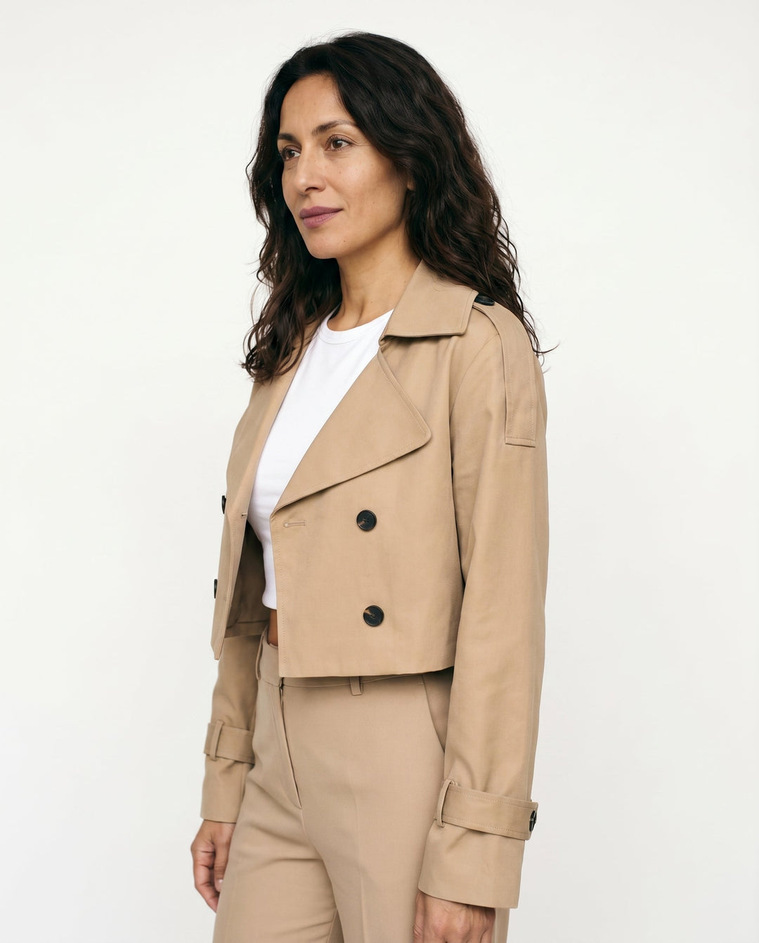 Women's Cropped Classic Trench Coat – Versatile Outerwear