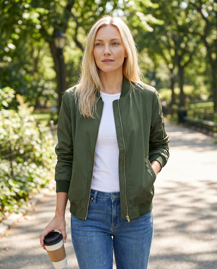 Women's Lightweight Casual Bomber Jacket for Everyday Wear