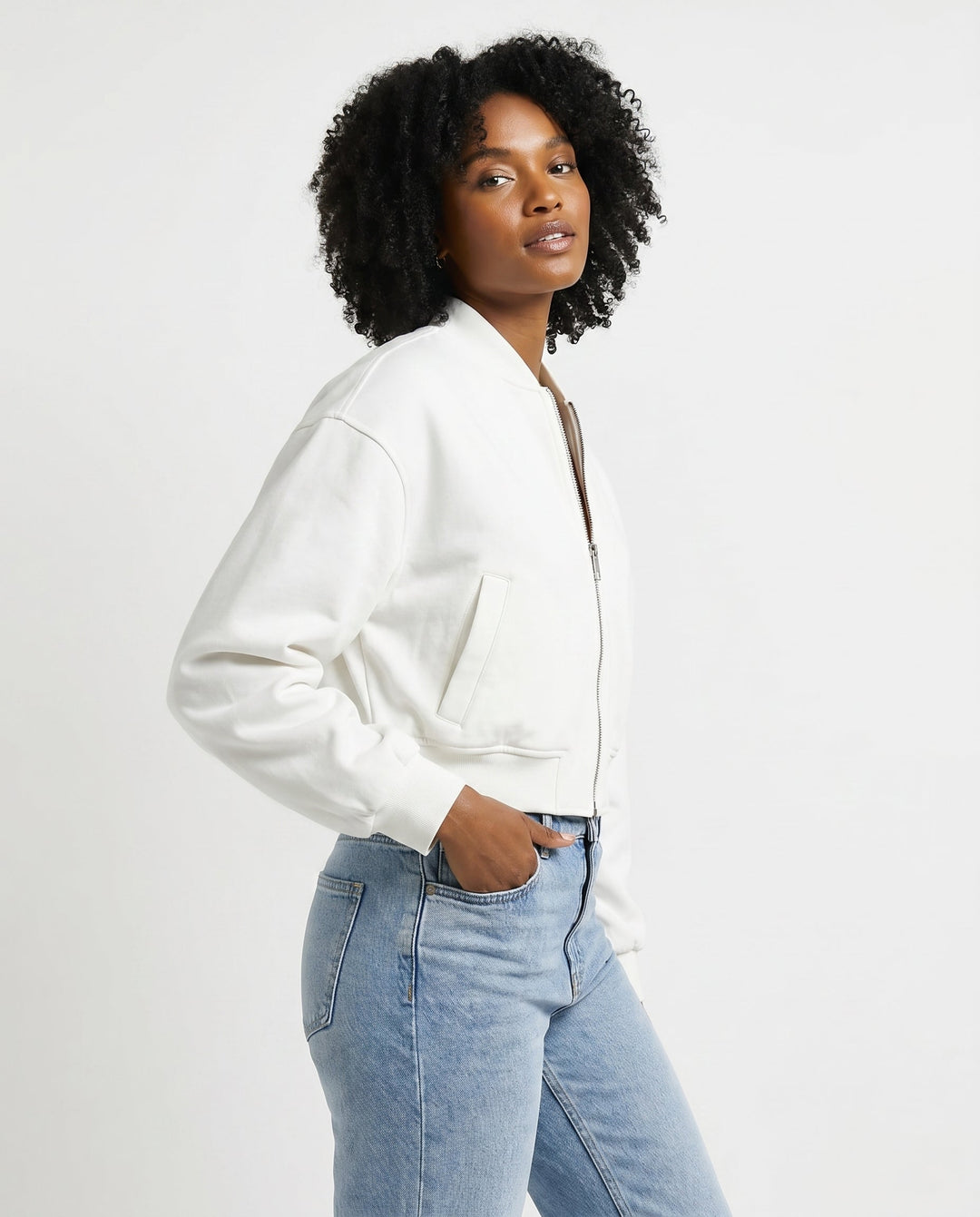 Women's Cropped Casual Bomber Jacket for Everyday Wear