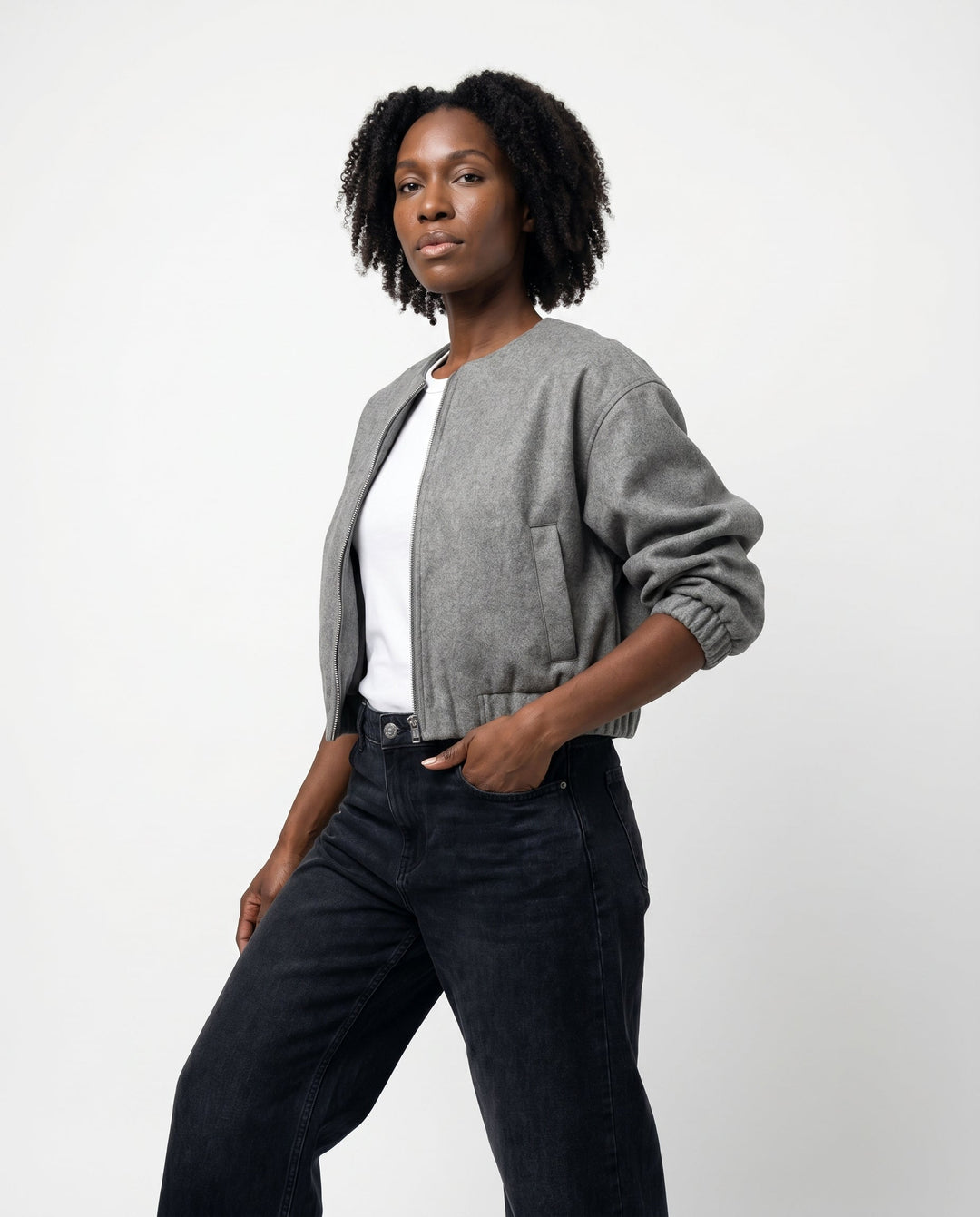 Women's Cropped Casual Bomber Jacket for Everyday Wear
