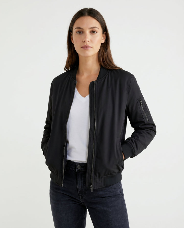 Women's Classic Relaxed Bomber Jacket for Everyday Casual Wear
