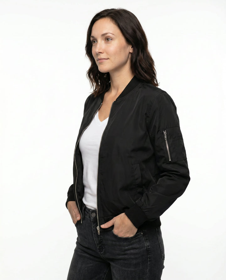 Women's Classic Relaxed Bomber Jacket for Everyday Casual Wear