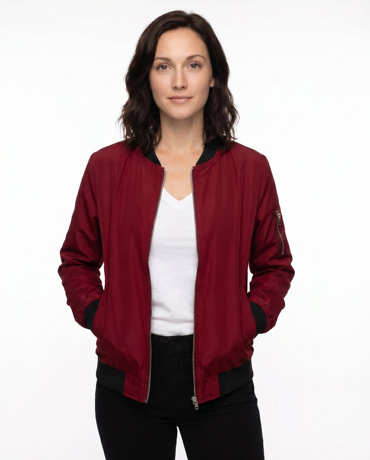 Women's Classic Relaxed Bomber Jacket for Everyday Casual Wear