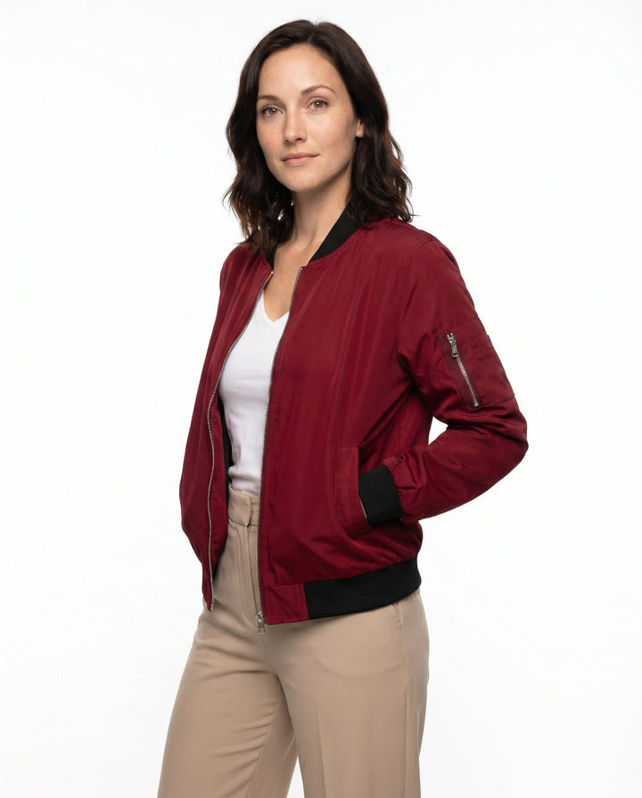 Women's Classic Relaxed Bomber Jacket for Everyday Casual Wear