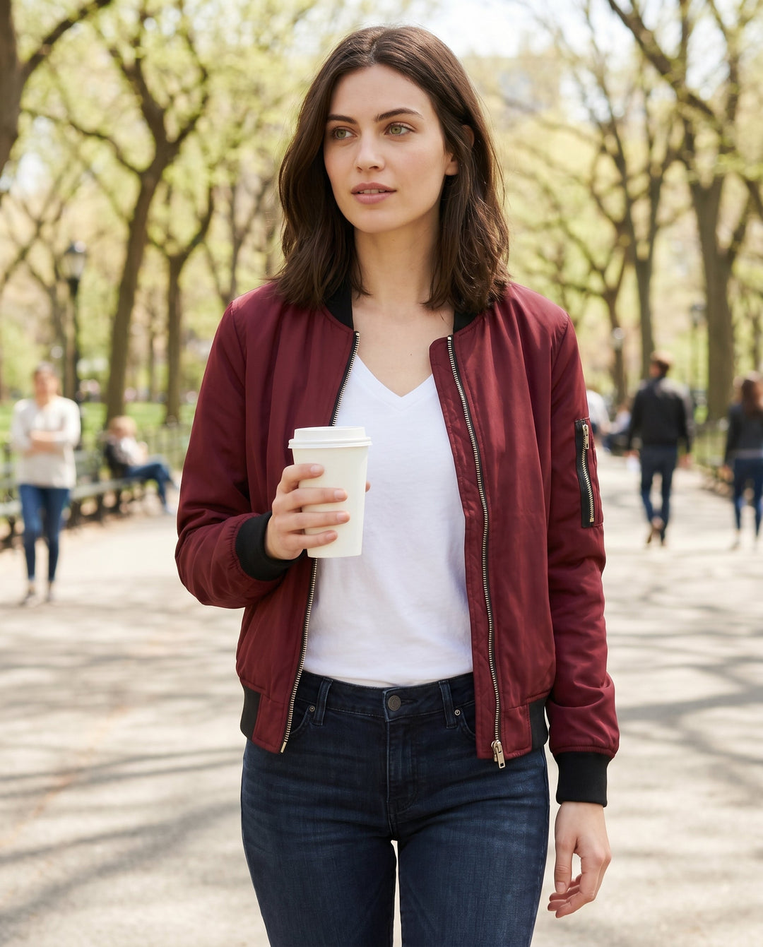 Women's Classic Relaxed Bomber Jacket for Everyday Casual Wear